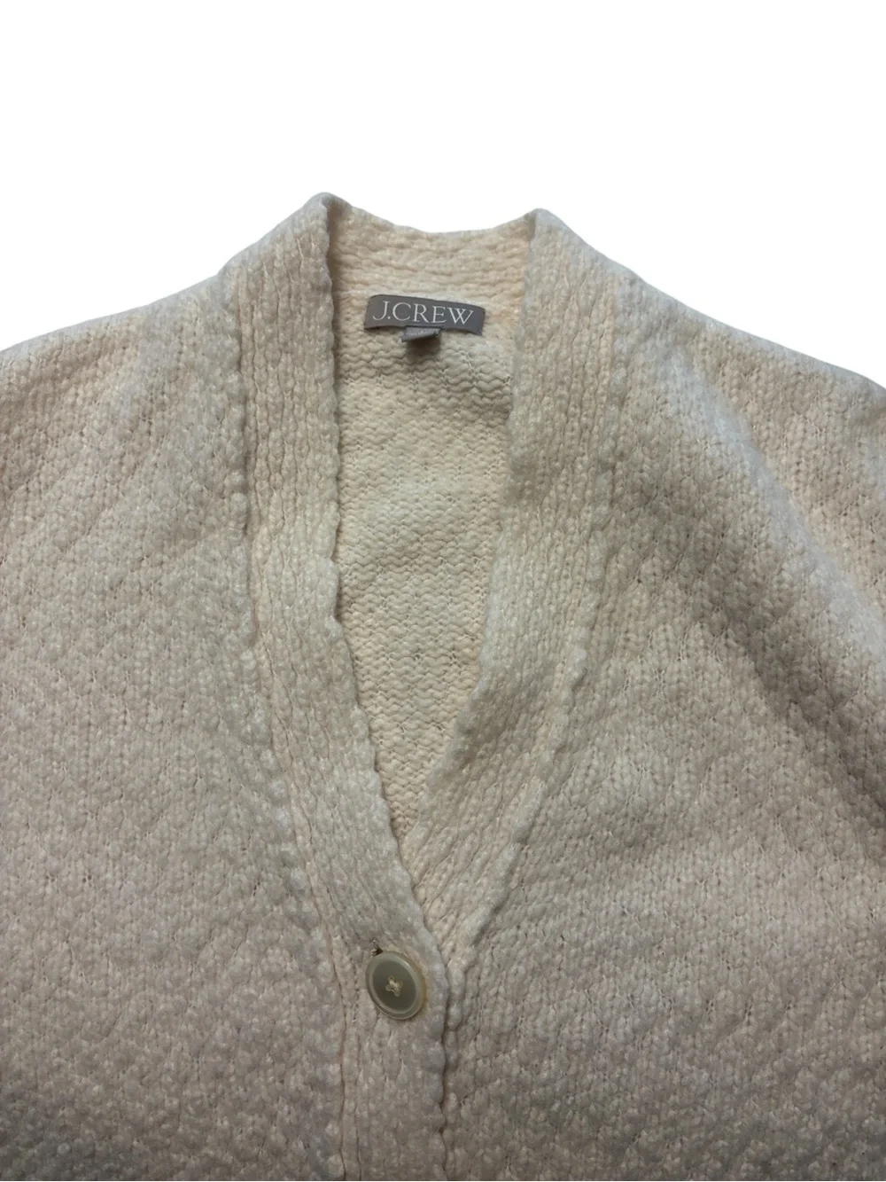 J. Crew Relaxed Cardigan in Textured Yarn Size S Cream Oversized Wool Layering